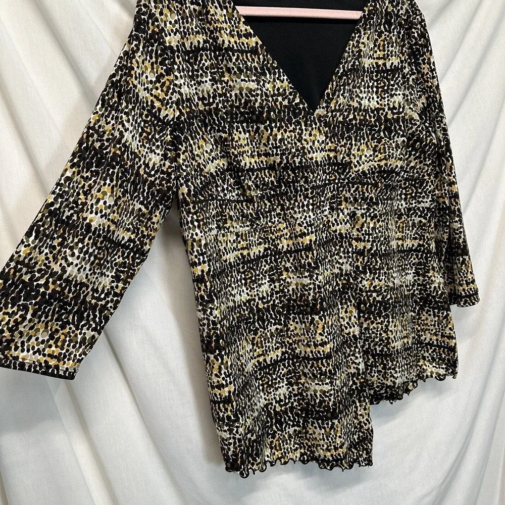Women's‎ Cato 18/20W V- Neck Geometric Print Top 3/4 Sleeve Pullover Stretchy